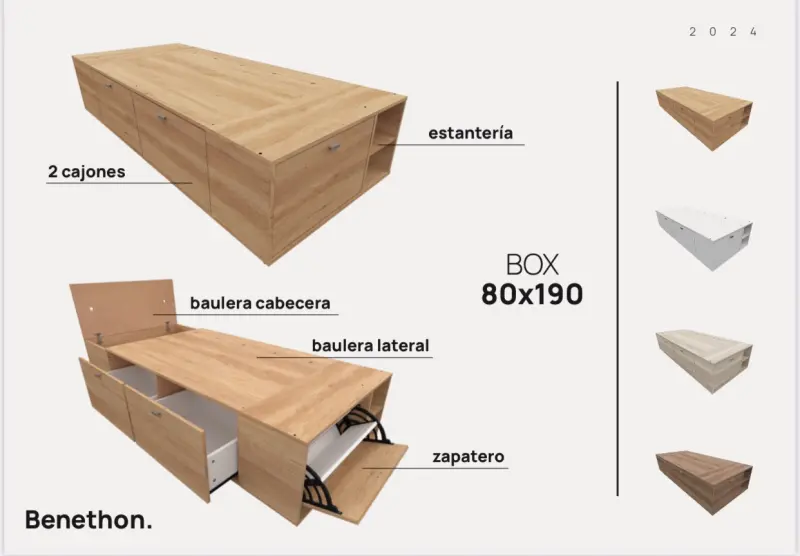Cama Box 80cm con Zapatero
